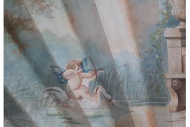Cygne et muguet de l'amour, éventail de Marie Dumas ers 1890