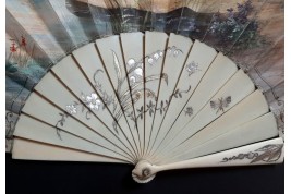 Swan and lily of love, fan by Marie Dumas circa 1890