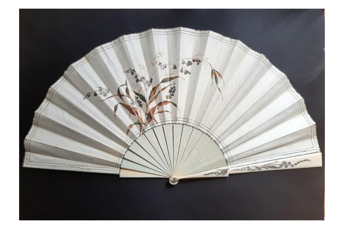 Swan and lily of love, fan by Marie Dumas circa 1890