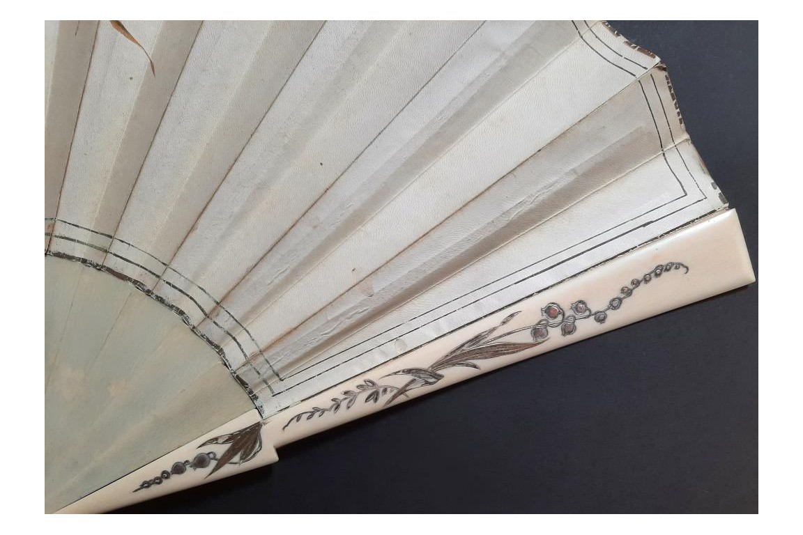 Swan and lily of love, fan by Marie Dumas circa 1890
