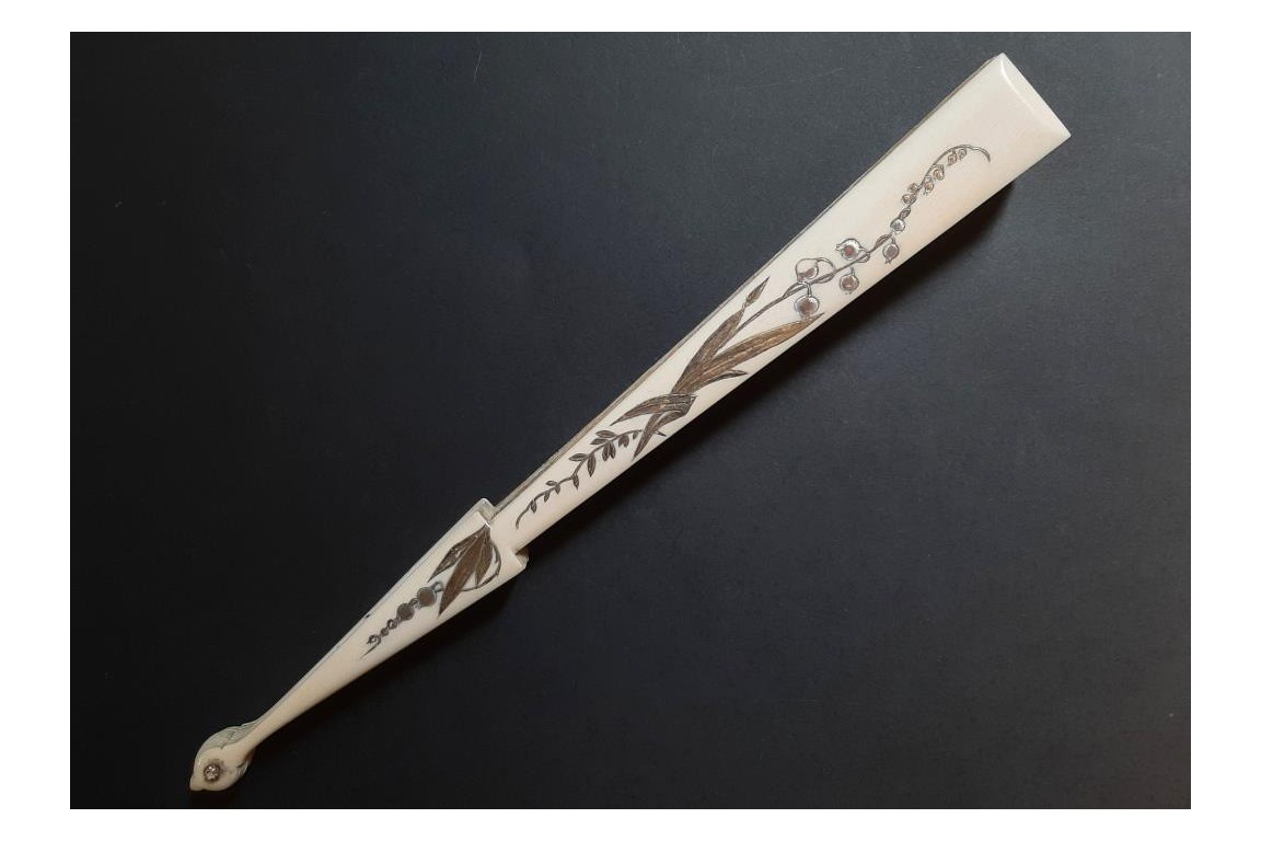 Swan and lily of love, fan by Marie Dumas circa 1890