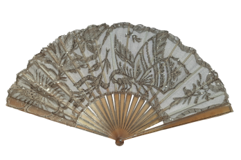 Butterfly foraging, Art Nouveau fan