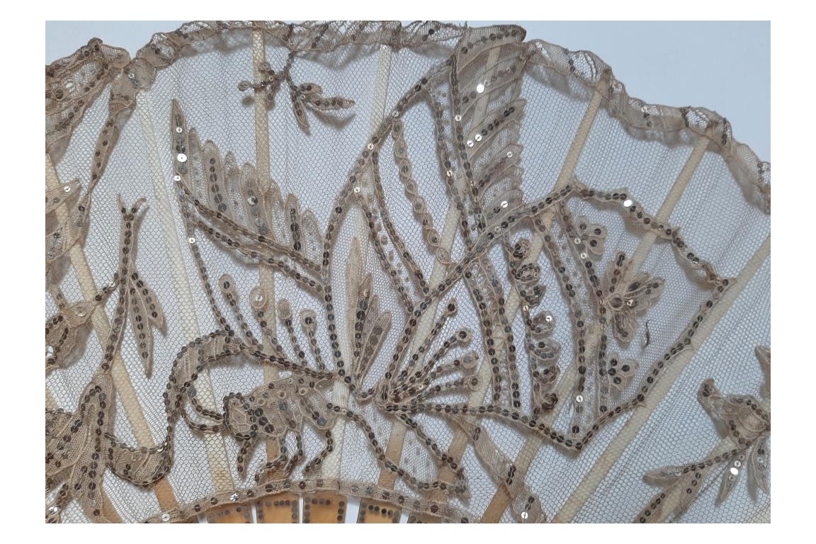 Butterfly foraging, Art Nouveau fan