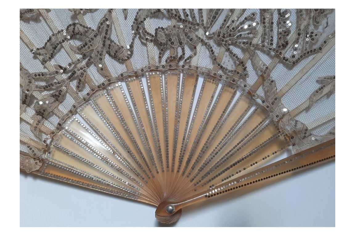 Butterfly foraging, Art Nouveau fan