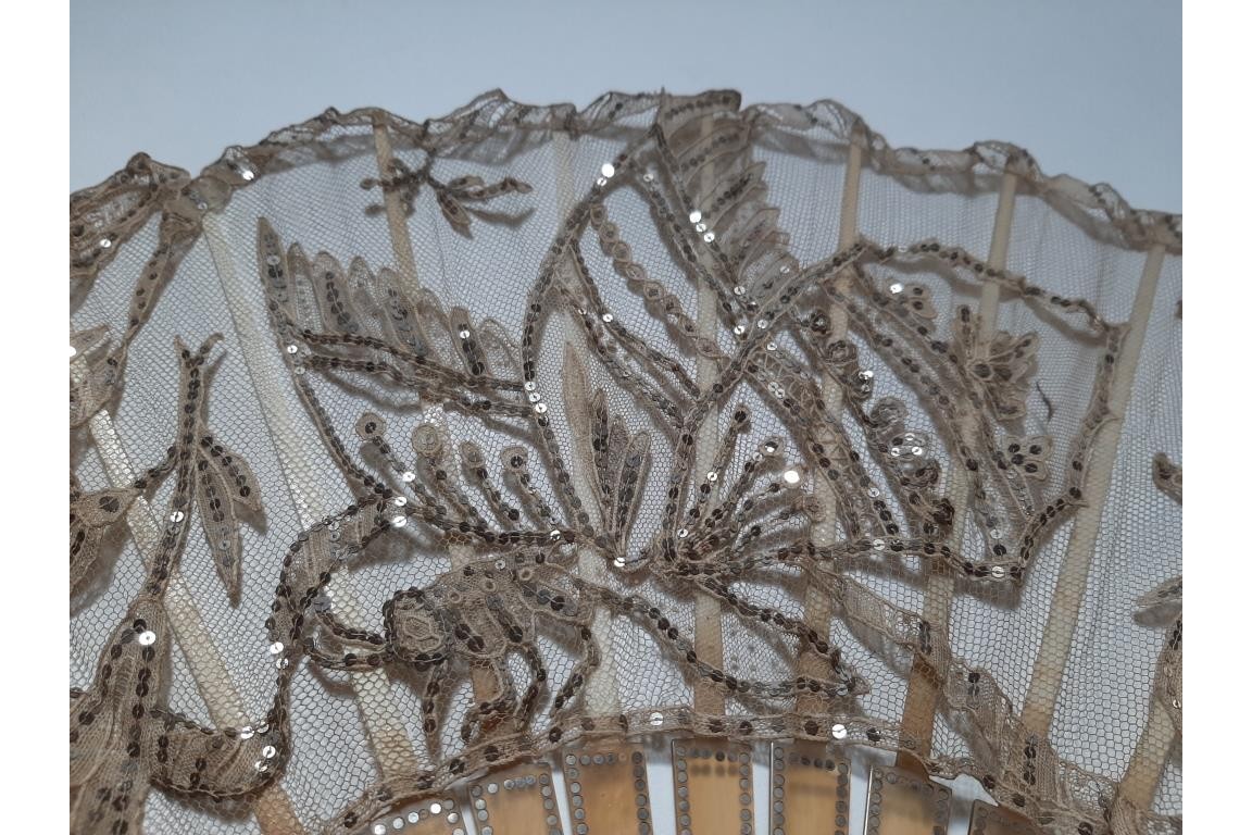 Butterfly foraging, Art Nouveau fan
