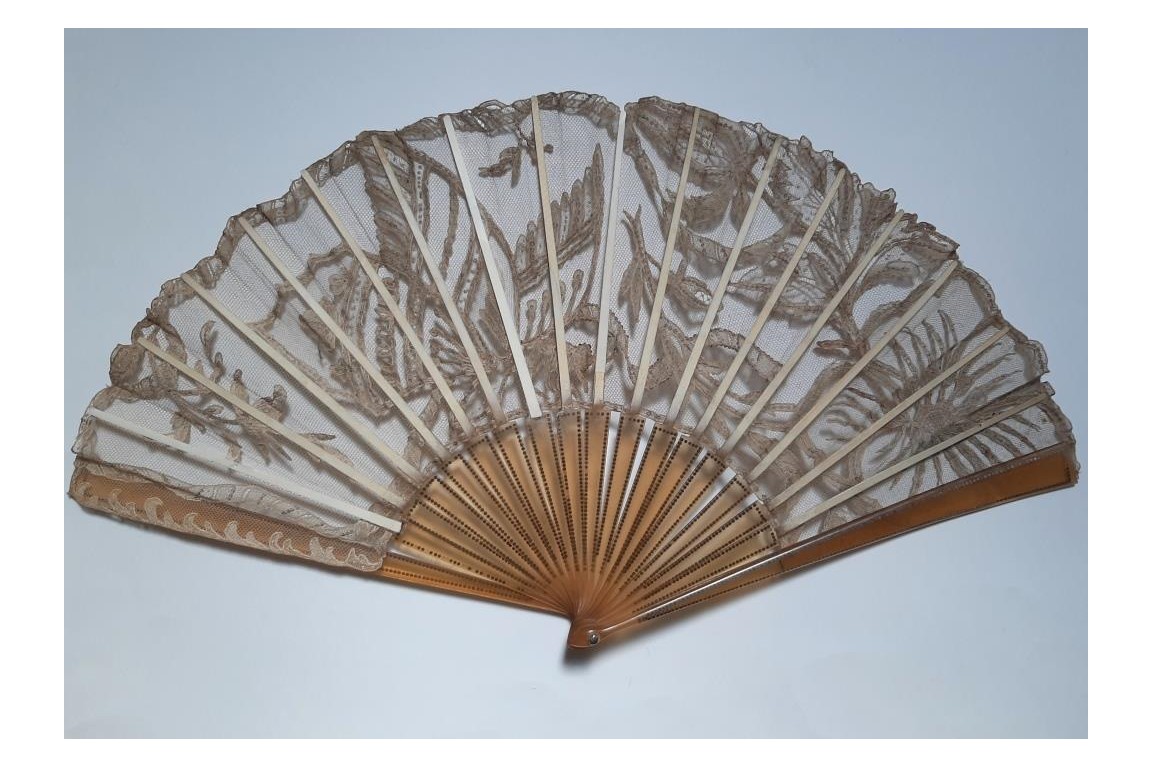 Butterfly foraging, Art Nouveau fan