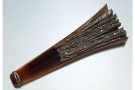 Butterfly foraging, Art Nouveau fan