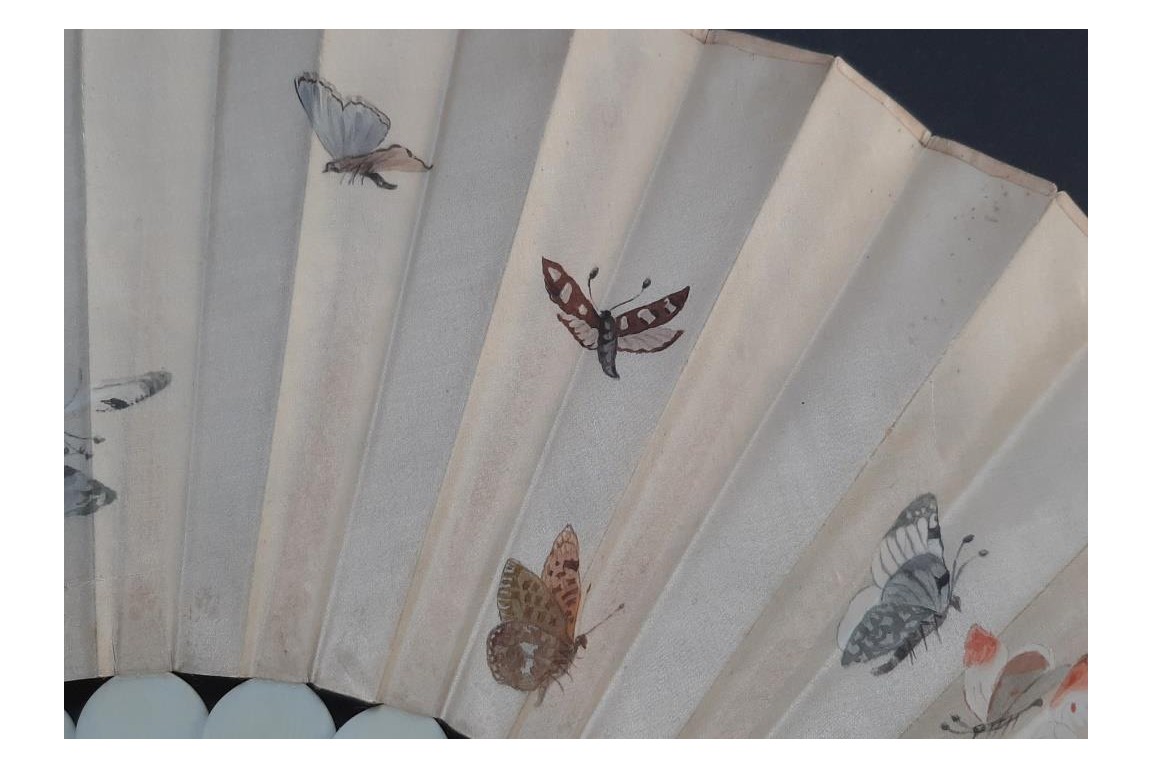 Flower and butterflies, fan circa 1860