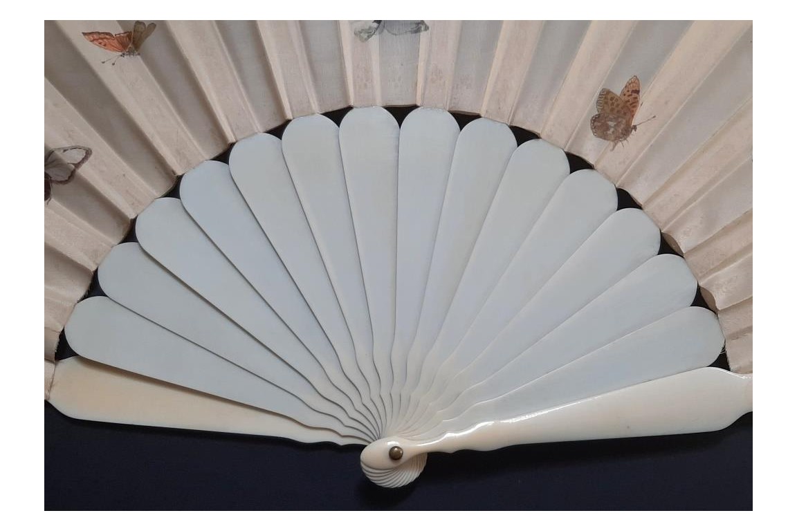 Flower and butterflies, fan circa 1860