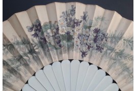 Fleurs et papillons, éventail vers 1860-70