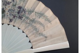Fleurs et papillons, éventail vers 1860-70