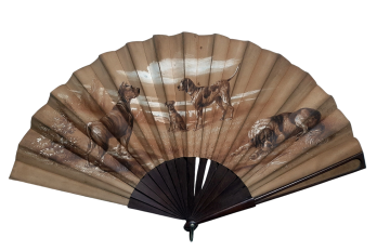 The dogs, by Rodeck, late 19th century fan