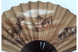 The dogs, by Rodeck, late 19th century fan
