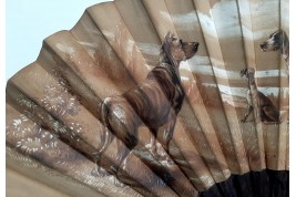 Les chiens, éventail de Rodeck fin XIXème siècle