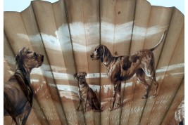 Les chiens, éventail de Rodeck fin XIXème siècle