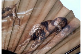 Les chiens, éventail de Rodeck fin XIXème siècle