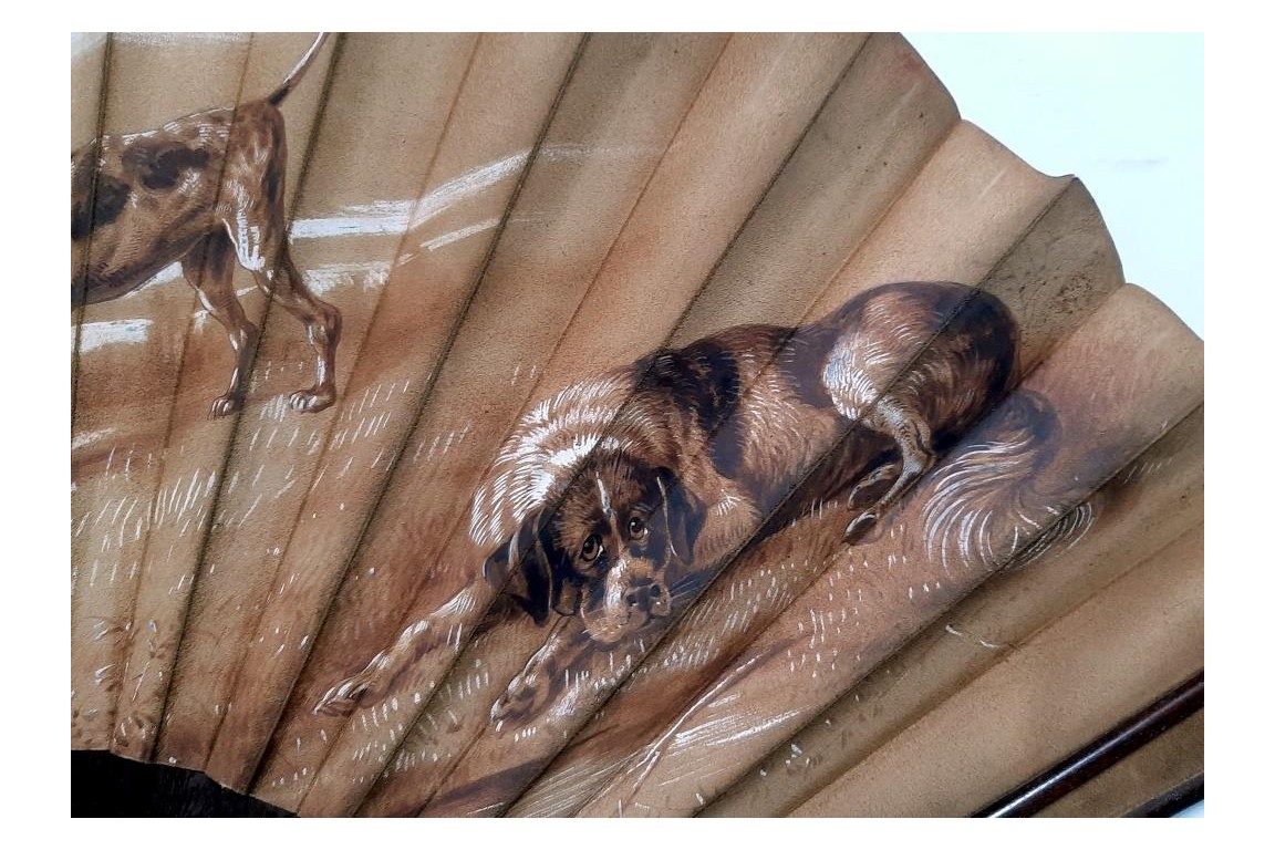 The dogs, by Rodeck, late 19th century fan
