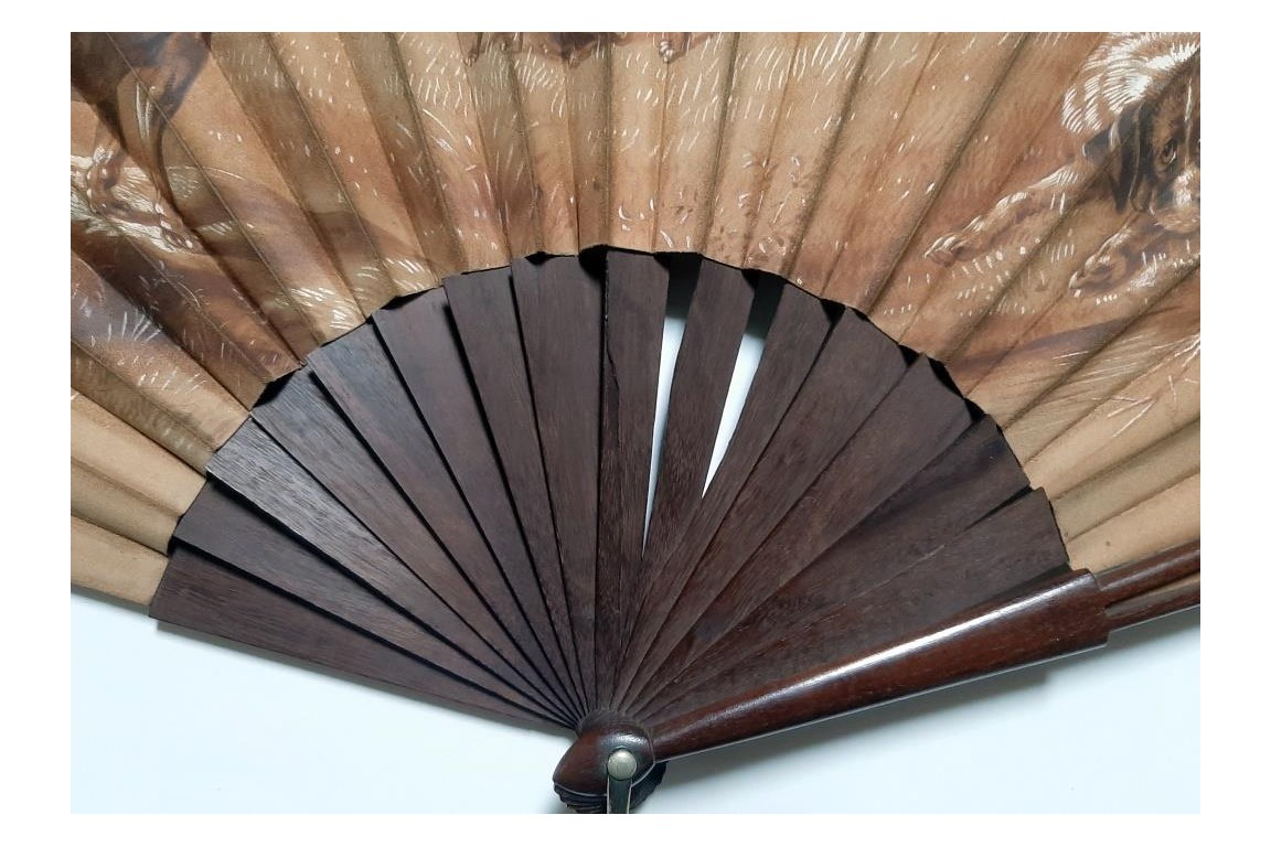 The dogs, by Rodeck, late 19th century fan