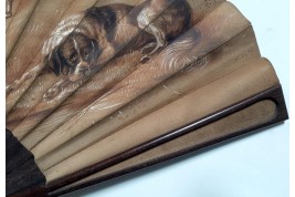 Les chiens, éventail de Rodeck fin XIXème siècle