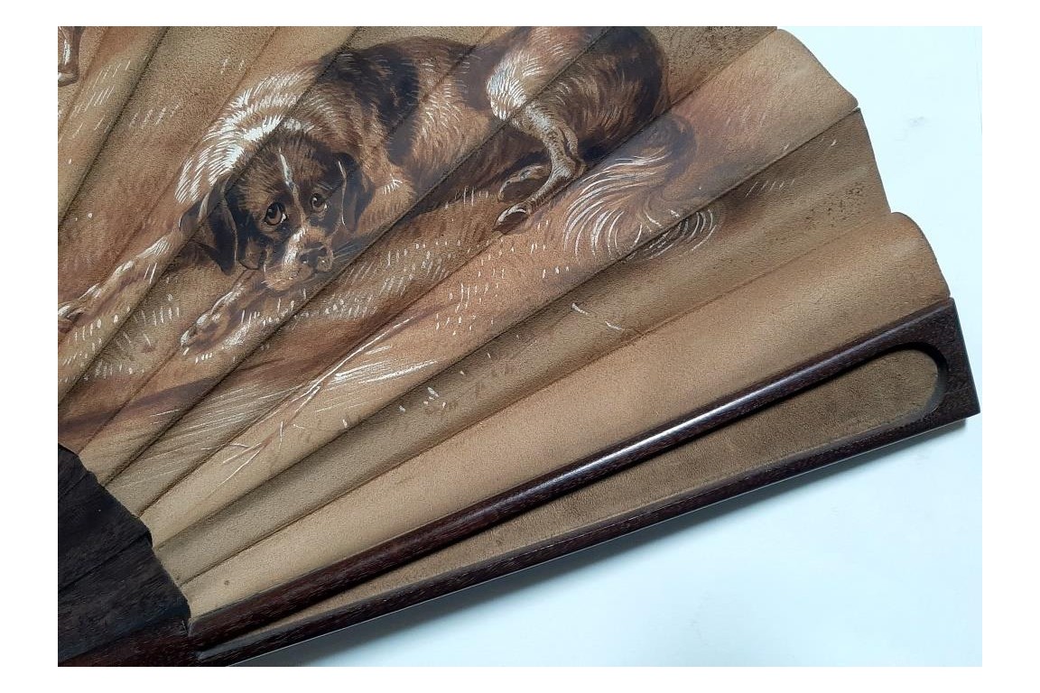 The dogs, by Rodeck, late 19th century fan
