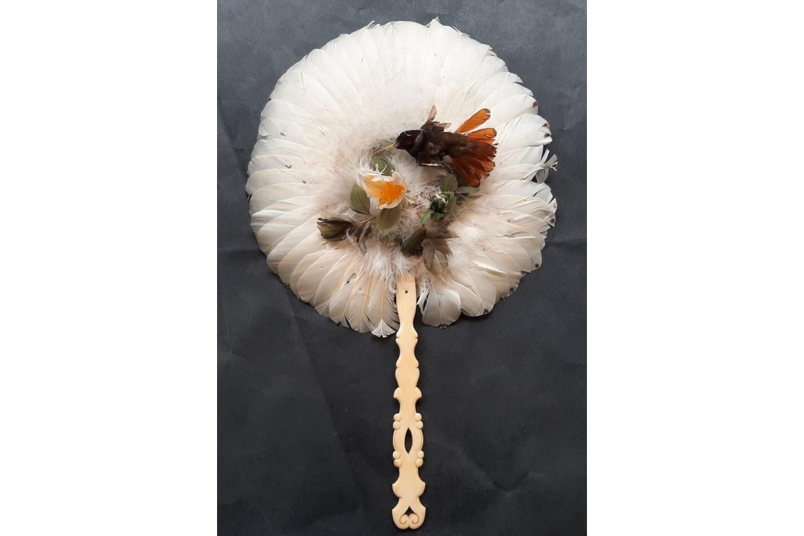 Brazilian hummingbird, feather fixed fan circa 1870-80