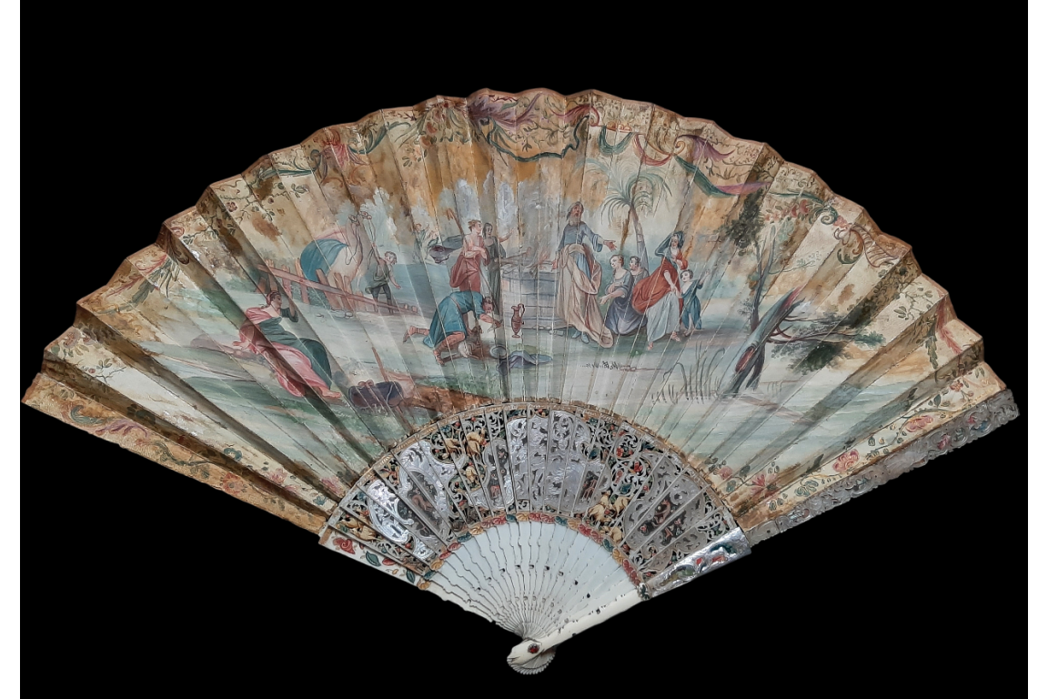 The sacrificial lamb, fan circa 1740