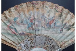 The sacrificial lamb, fan circa 1740