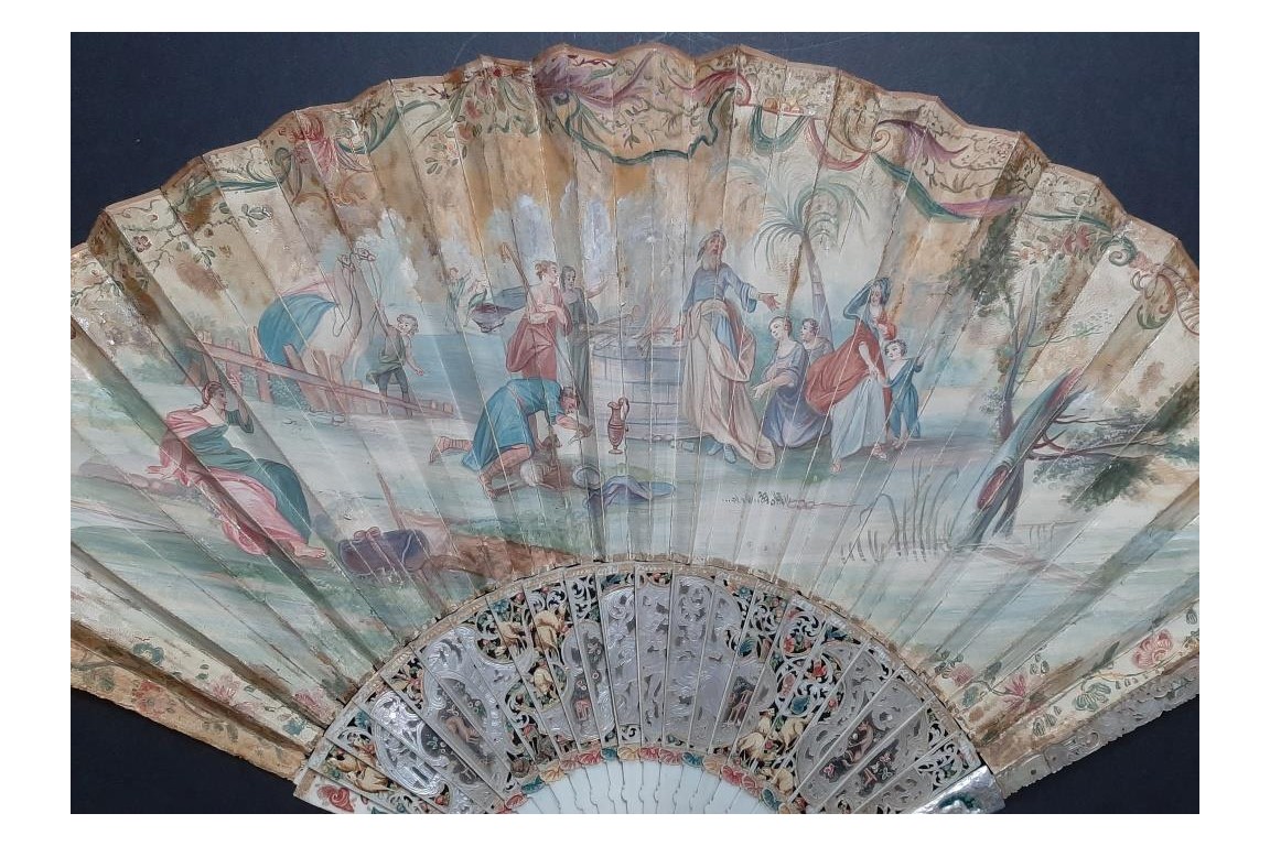 The sacrificial lamb, fan circa 1740