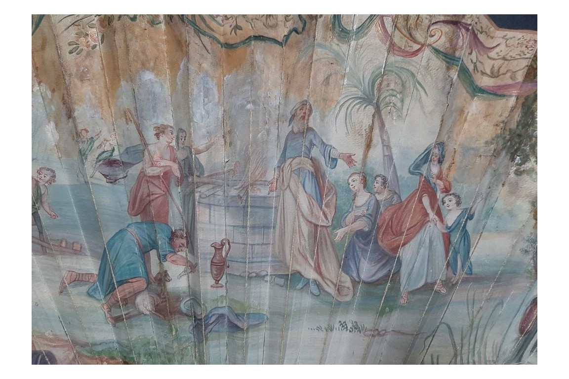 L'agneau sacrifié, éventail vers 1740