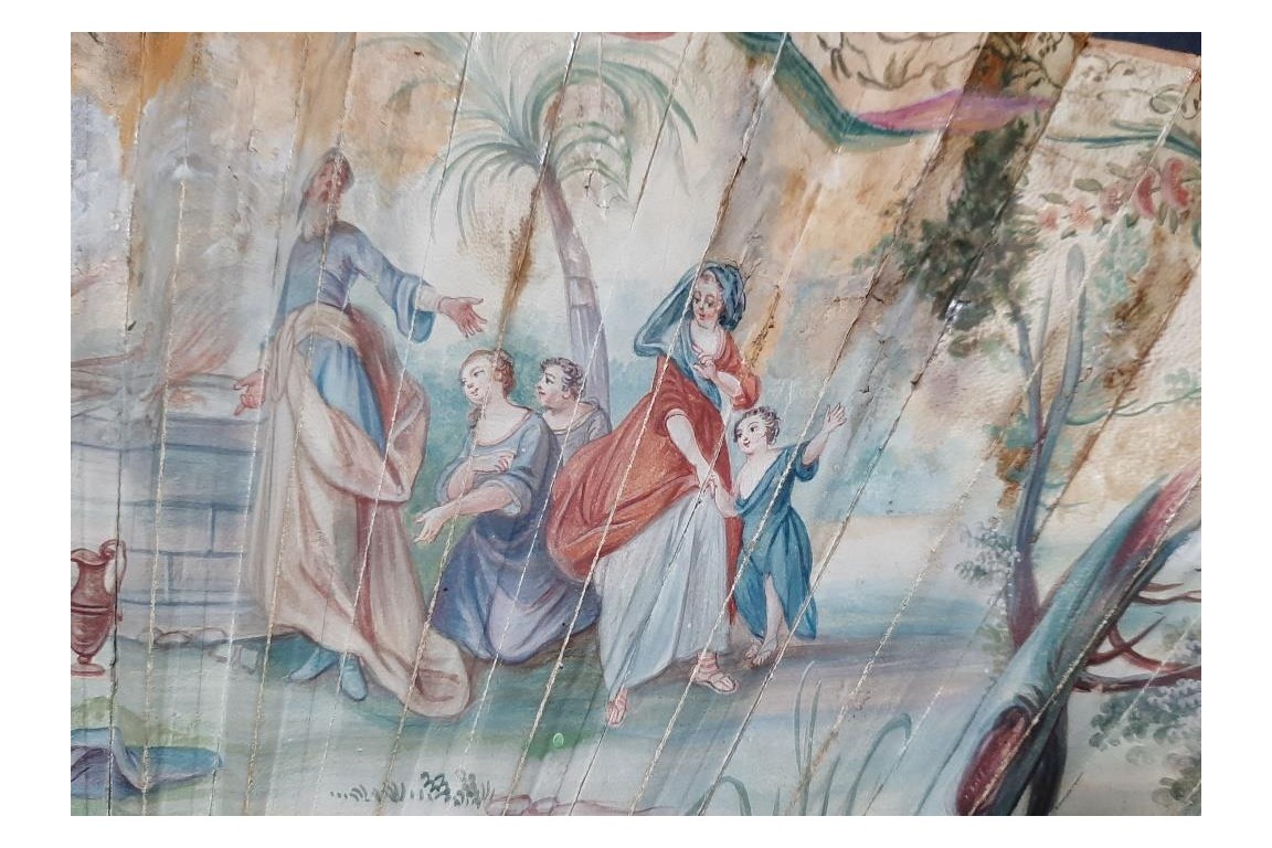 The sacrificial lamb, fan circa 1740