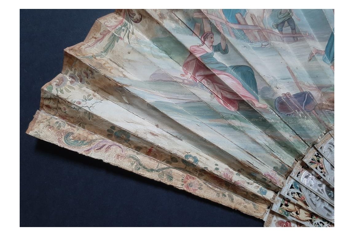 The sacrificial lamb, fan circa 1740