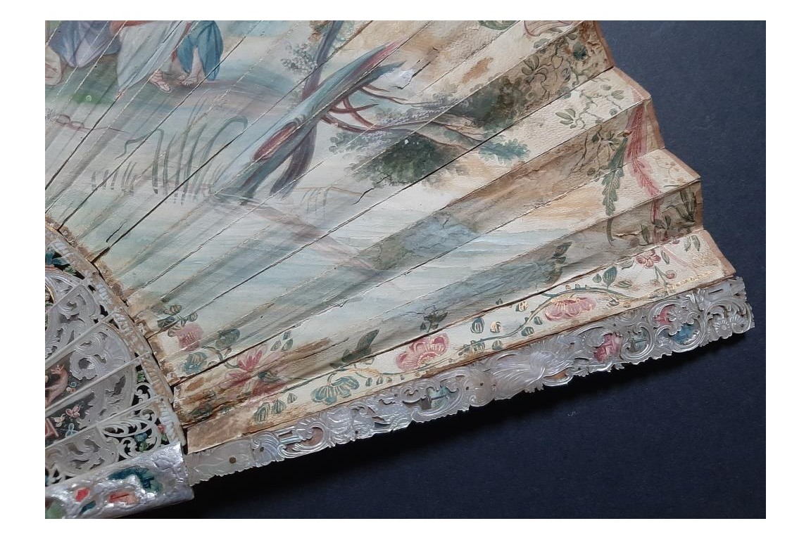 The sacrificial lamb, fan circa 1740