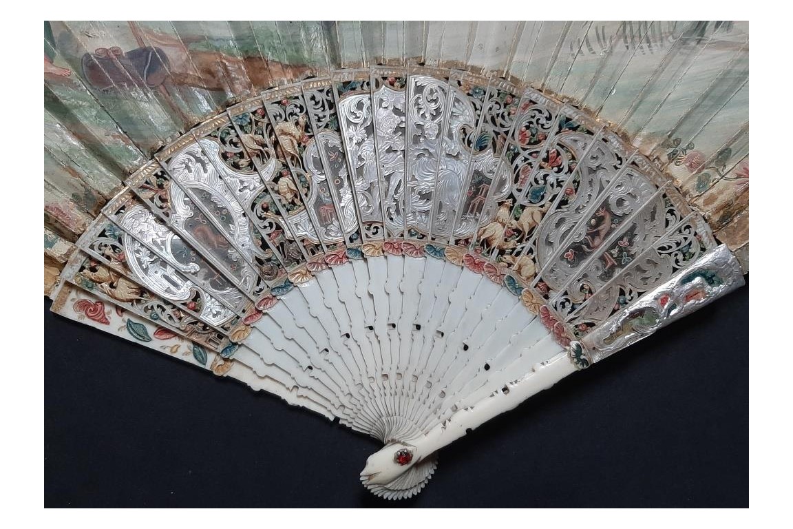 The sacrificial lamb, fan circa 1740