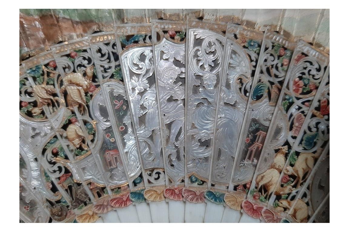 The sacrificial lamb, fan circa 1740
