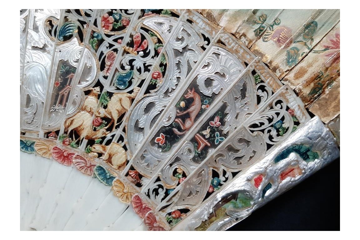 The sacrificial lamb, fan circa 1740