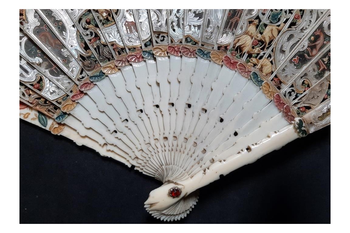The sacrificial lamb, fan circa 1740