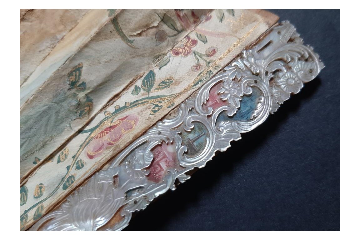 The sacrificial lamb, fan circa 1740
