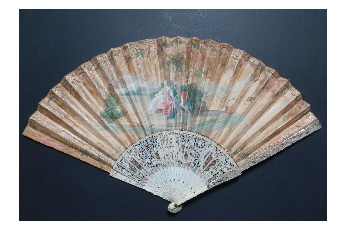 The sacrificial lamb, fan circa 1740