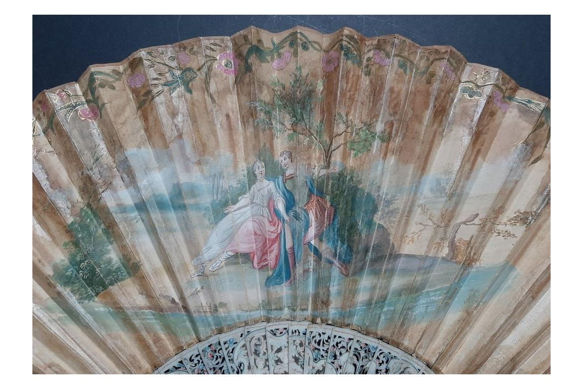 The sacrificial lamb, fan circa 1740