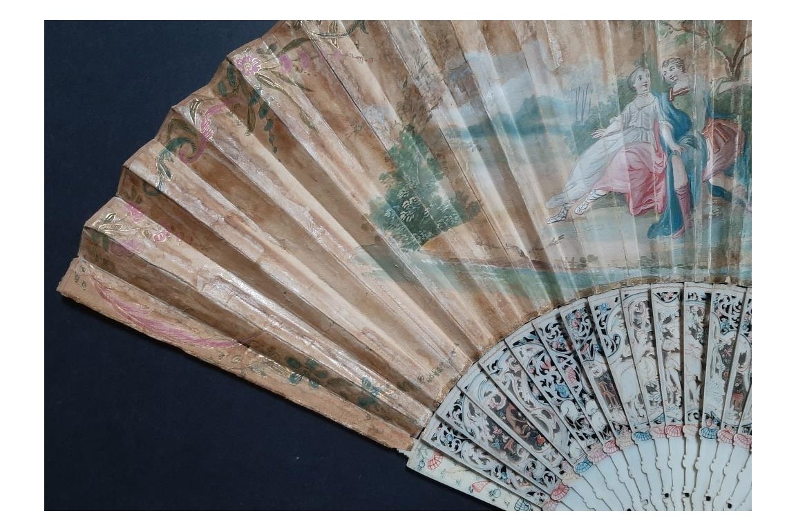 The sacrificial lamb, fan circa 1740