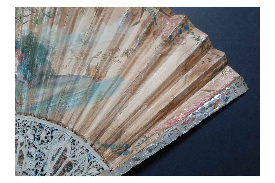The sacrificial lamb, fan circa 1740