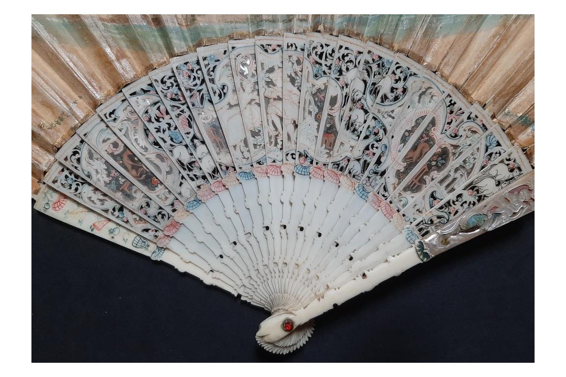 The sacrificial lamb, fan circa 1740