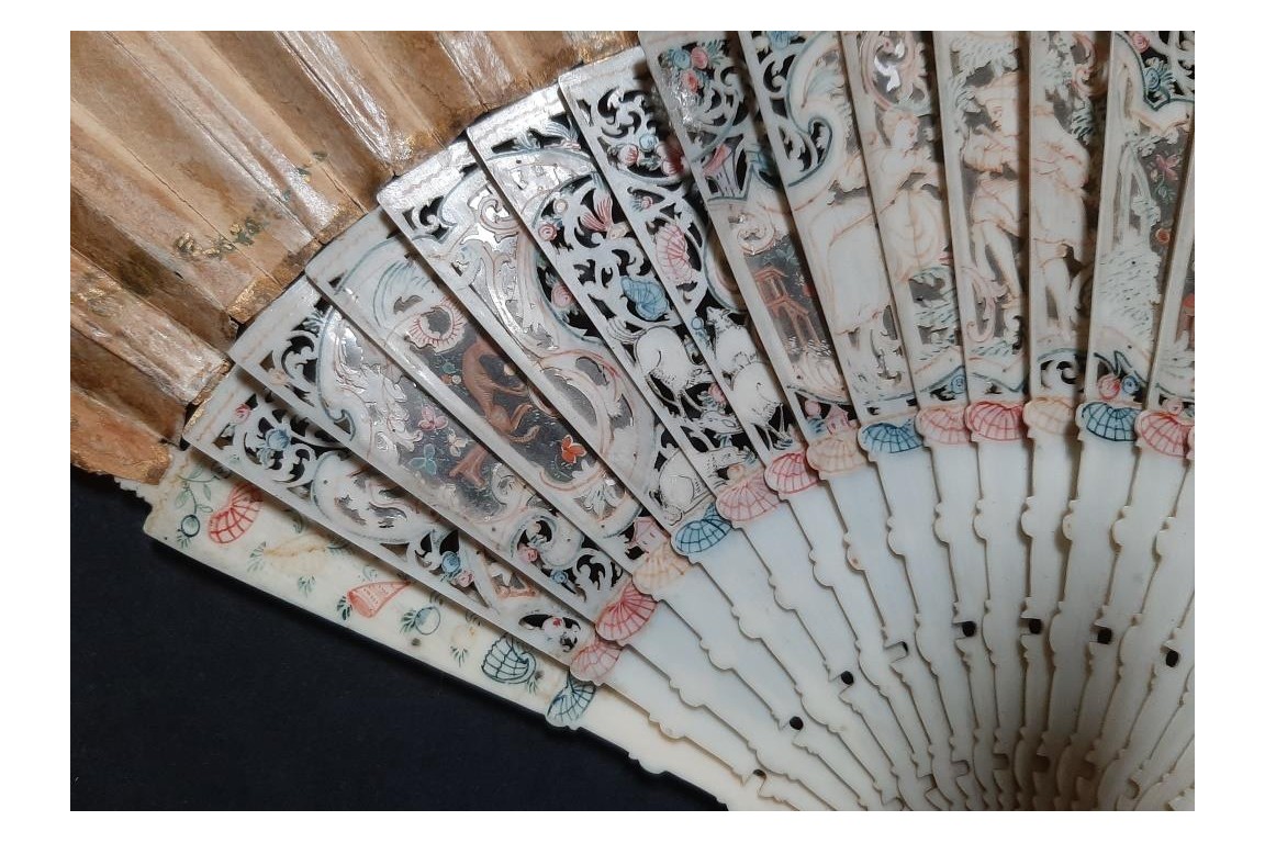 The sacrificial lamb, fan circa 1740