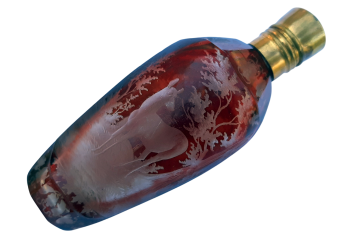 La biche, flacon en verre de Bohême, XIXème