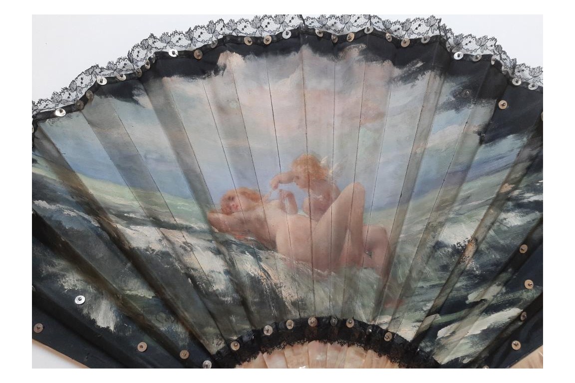 Female sensuality,  fan by Alexandre Courtines circa 1895