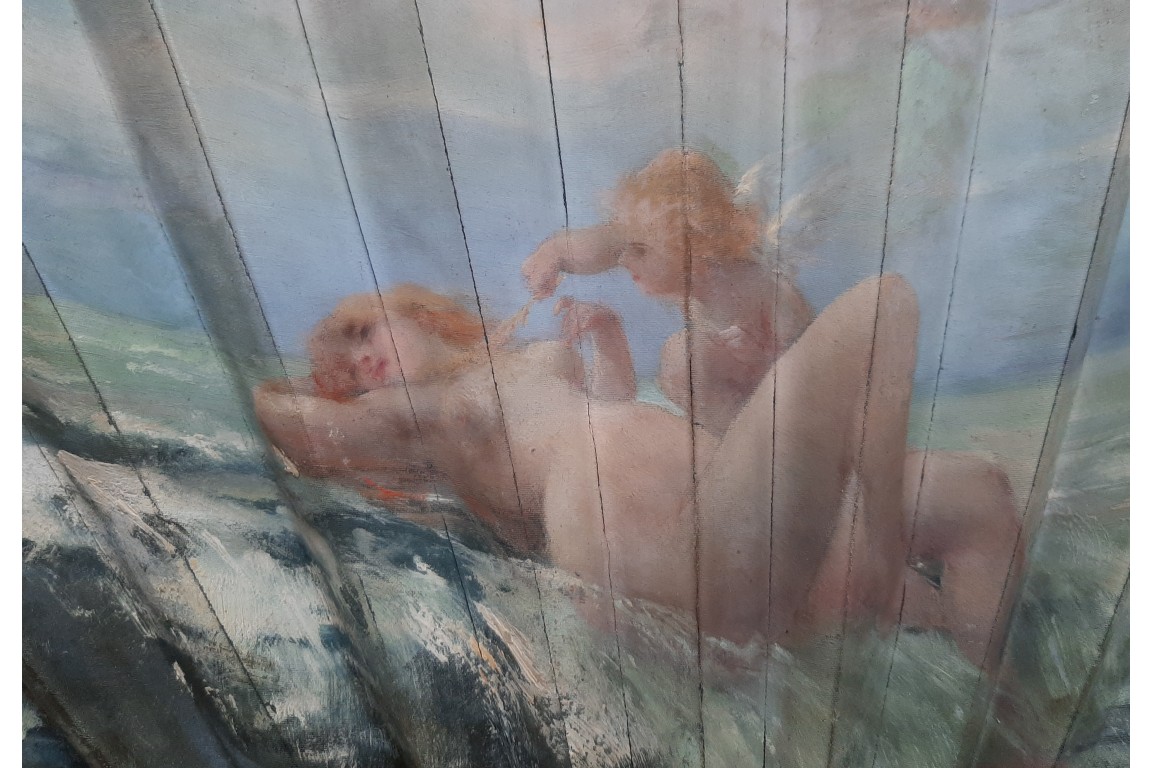 Female sensuality,  fan by Alexandre Courtines circa 1895