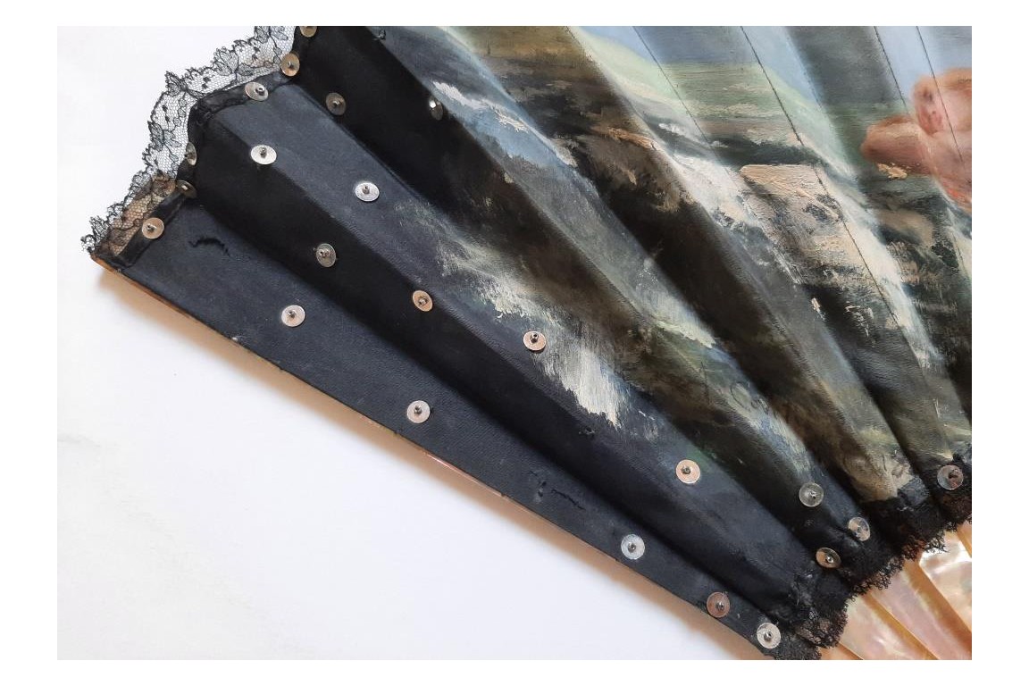 Female sensuality,  fan by Alexandre Courtines circa 1895