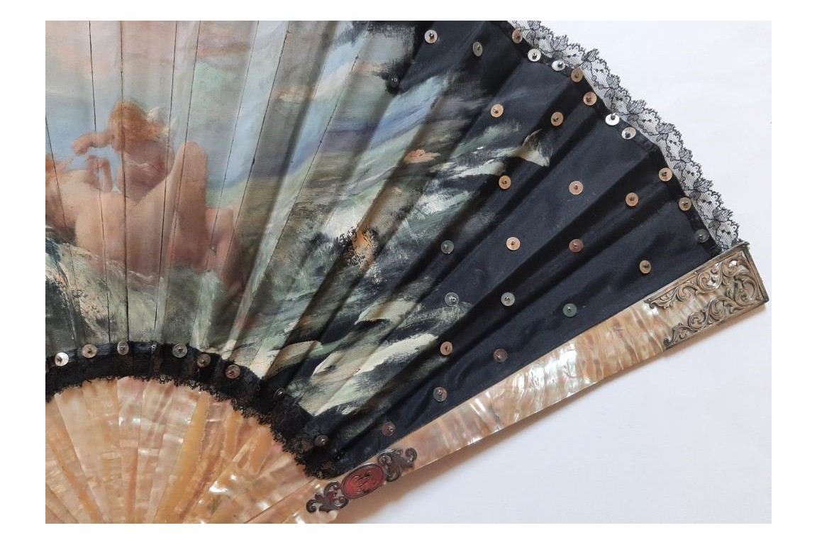 Female sensuality,  fan by Alexandre Courtines circa 1895