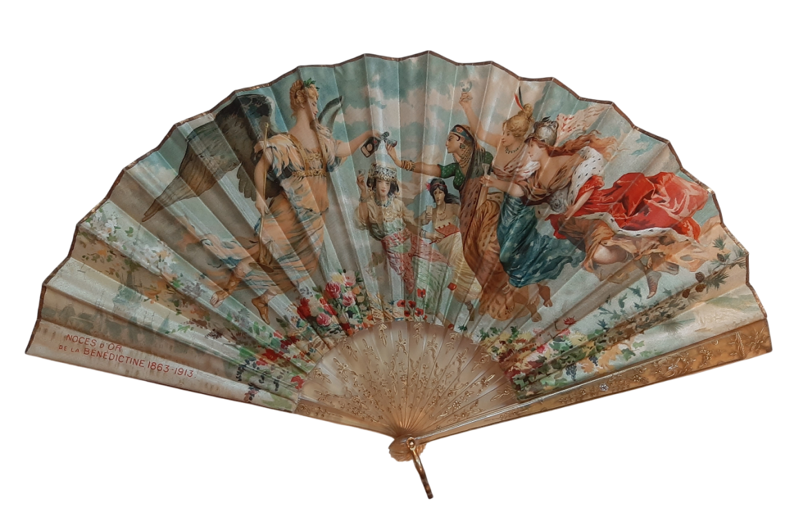 The Benedictine women,  advertising fan after Maurice Leloir, circa 1913