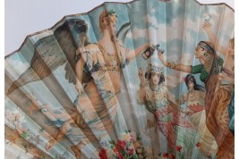Les femmes de la Bénédictine, éventail publicitaire d'après Maurice Leloir vers 1913